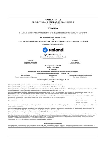 Thumbnail Upland Software
 10-K Annual Report 2021