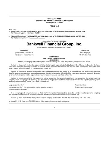Vorschaubild Bankwell Financial Group 10-Q Quartalsbericht 2018 