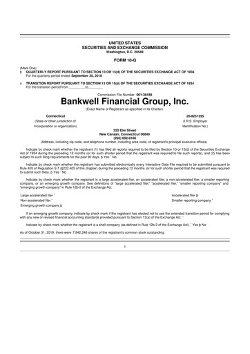 Vorschaubild Bankwell Financial Group 10-Q Quartalsbericht 2018 