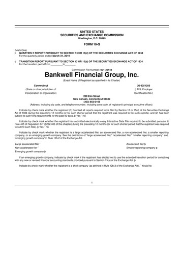 Vorschaubild Bankwell Financial Group 10-Q Quartalsbericht 2019 