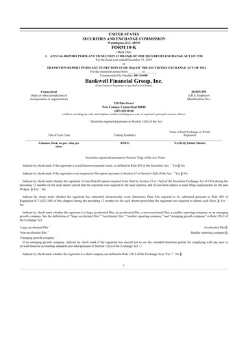 Thumbnail Bankwell Financial Group 10-K Annual Report 2019