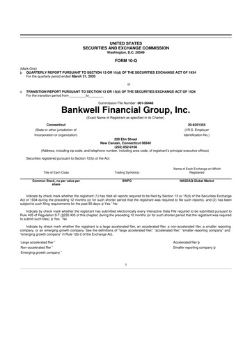 Vorschaubild Bankwell Financial Group 10-Q Quartalsbericht 2020 