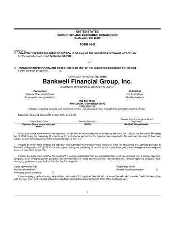 Vorschaubild Bankwell Financial Group 10-Q Quartalsbericht 2020 