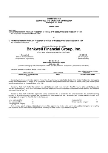 Vorschaubild Bankwell Financial Group 10-Q Quartalsbericht 2023 