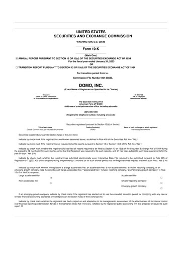 Miniature Domo, Inc. 10-K Rapport annuel 2023