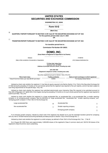 Miniature Domo, Inc. 10-Q Rapport trimestriel 2024 