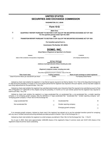 Miniature Domo, Inc. 10-Q Rapport trimestriel 2025 