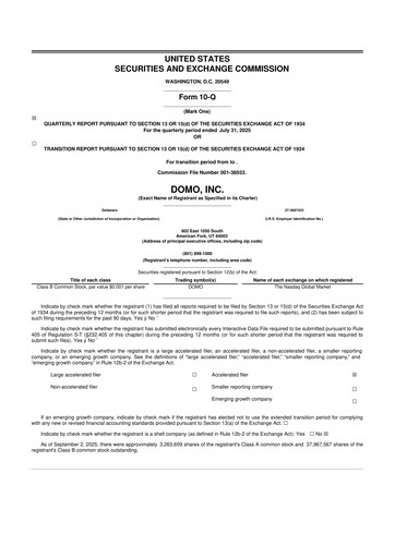 Miniature Domo, Inc. 10-Q Rapport trimestriel 2026 