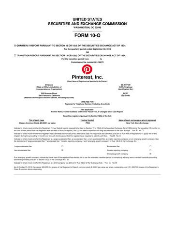 Thumbnail Pinterest 10-Q Quarterly Report FY2019 