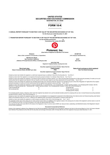 Thumbnail Pinterest 10-K Annual Report 2021