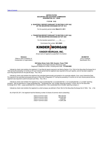 Thumbnail Kinder Morgan 10-Q Quarterly Report FY 