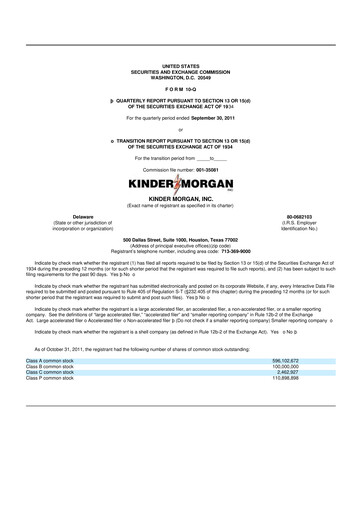 Thumbnail Kinder Morgan 10-Q Quarterly Report FY2011 