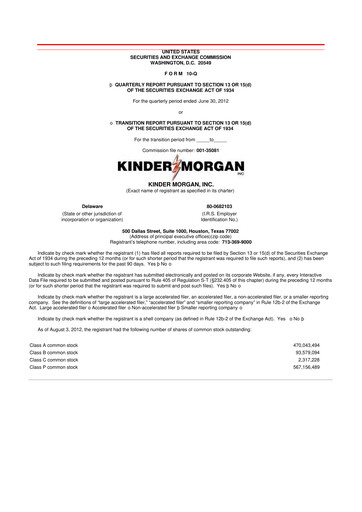 Thumbnail Kinder Morgan 10-Q Quarterly Report FY2012 