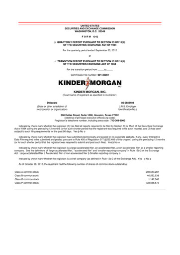 Thumbnail Kinder Morgan 10-Q Quarterly Report FY2012 