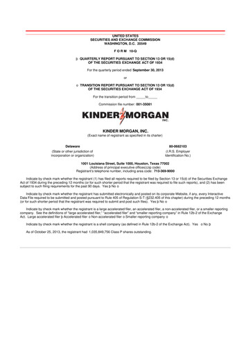 Thumbnail Kinder Morgan 10-Q Quarterly Report FY2013 