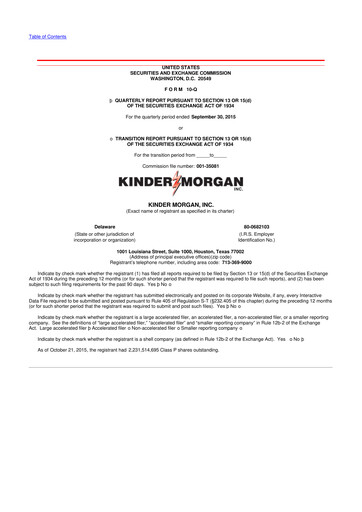 Thumbnail Kinder Morgan 10-Q Quarterly Report FY2015 