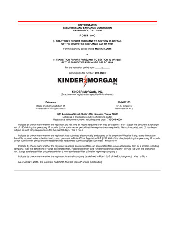 Thumbnail Kinder Morgan 10-Q Quarterly Report FY2016 