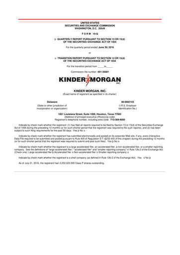 Thumbnail Kinder Morgan 10-Q Quarterly Report FY2016 