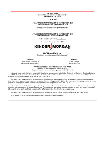 Thumbnail Kinder Morgan 10-Q Quarterly Report FY2016 