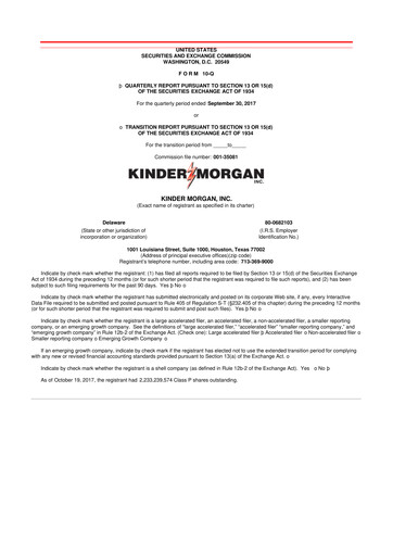 Thumbnail Kinder Morgan 10-Q Quarterly Report FY2017 