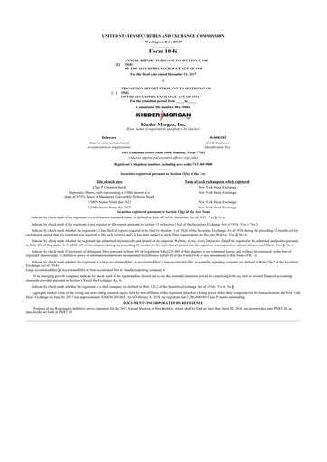 Thumbnail Kinder Morgan 10-K Annual Report 2017