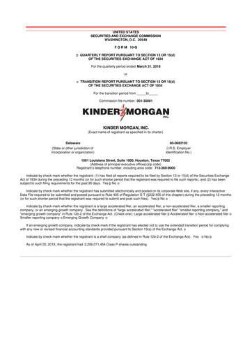 Thumbnail Kinder Morgan 10-Q Quarterly Report FY2018 