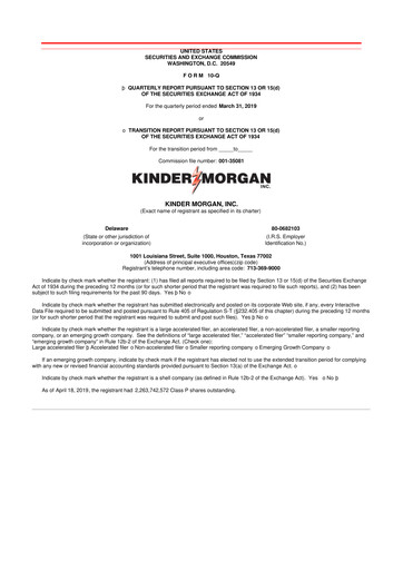 Thumbnail Kinder Morgan 10-Q Quarterly Report FY2019 