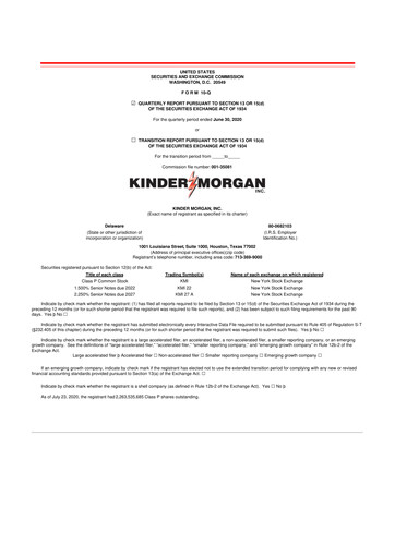 Thumbnail Kinder Morgan 10-Q Quarterly Report FY2020 