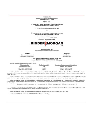 Thumbnail Kinder Morgan 10-Q Quarterly Report FY2020 