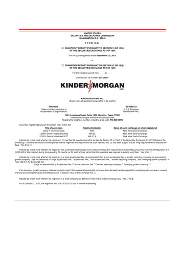 Thumbnail Kinder Morgan 10-Q Quarterly Report FY2021 
