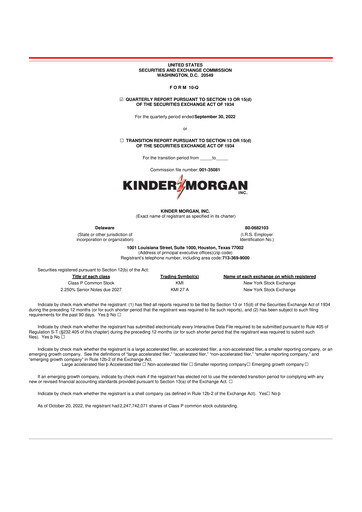 Thumbnail Kinder Morgan 10-Q Quarterly Report FY2022 