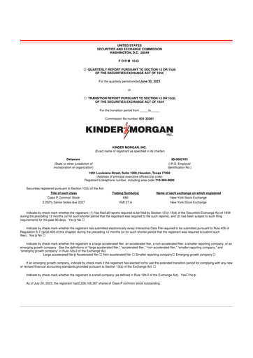 Thumbnail Kinder Morgan 10-Q Quarterly Report FY2023 