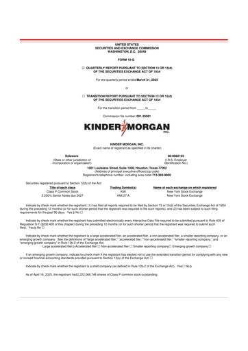 Thumbnail Kinder Morgan 10-Q Quarterly Report FY2025 