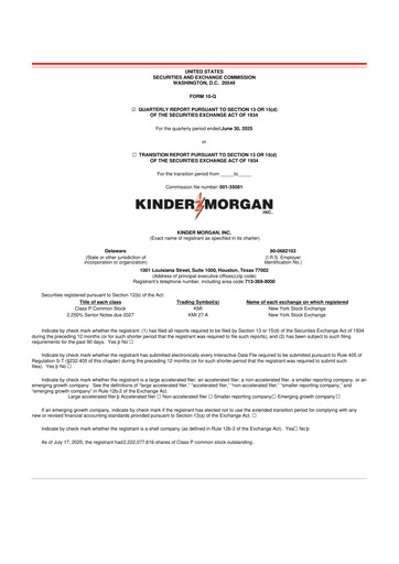 Thumbnail Kinder Morgan 10-Q Quarterly Report FY2025 
