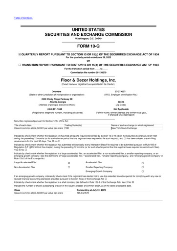 Thumbnail Floor & Decor

 10-Q Quarterly Report FY2023 