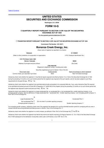 Thumbnail Civitas Resources 10-Q Quarterly Report FY2019 