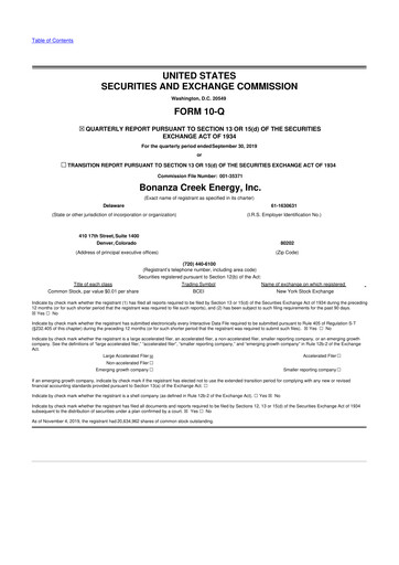 Thumbnail Civitas Resources 10-Q Quarterly Report FY2019 