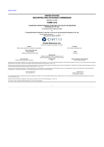 Thumbnail Civitas Resources 10-Q Quarterly Report FY2022 