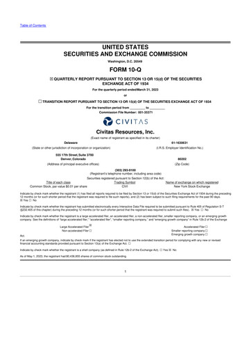 Thumbnail Civitas Resources 10-Q Quarterly Report FY2023 