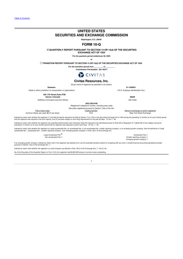 Thumbnail Civitas Resources 10-Q Quarterly Report FY2025 
