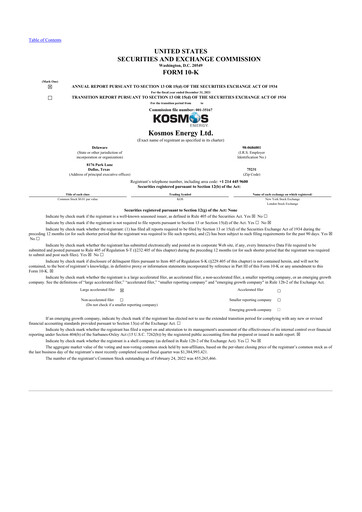 Thumbnail Kosmos Energy 10-K Annual Report 2021