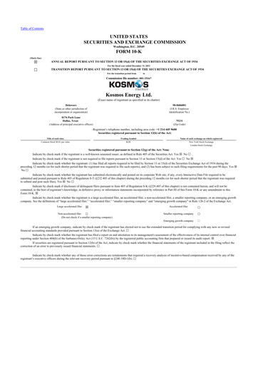 Thumbnail Kosmos Energy 10-K Annual Report 2022