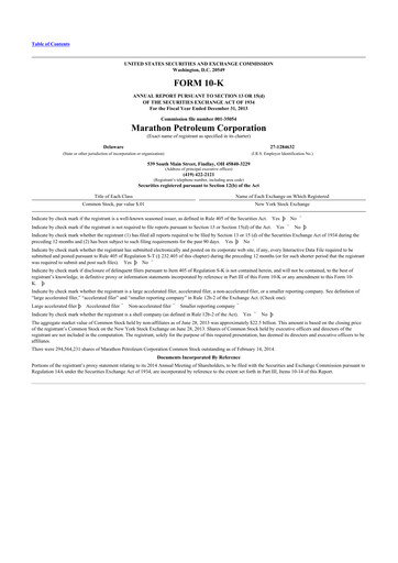 Thumbnail Marathon Petroleum 10-K Annual Report 2013