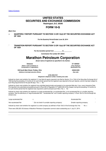 Thumbnail Marathon Petroleum 10-Q Quarterly Report FY2014 