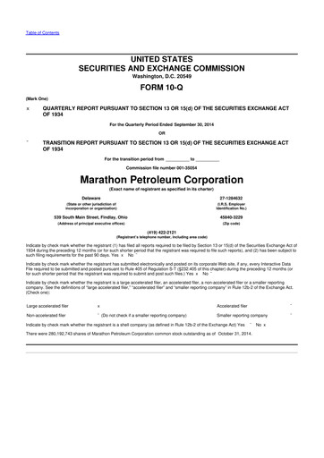 Thumbnail Marathon Petroleum 10-Q Quarterly Report FY2014 