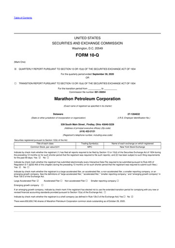 Thumbnail Marathon Petroleum 10-Q Quarterly Report FY2020 