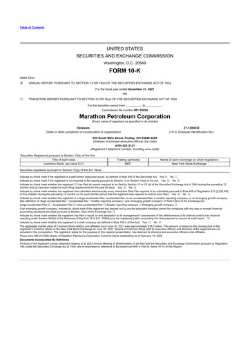 Thumbnail Marathon Petroleum 10-K Annual Report 2021