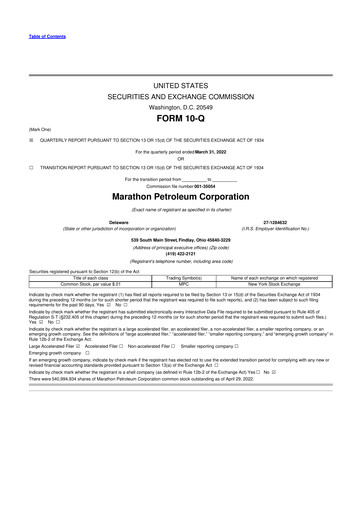 Thumbnail Marathon Petroleum 10-Q Quarterly Report FY2022 