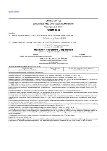 Thumbnail Marathon Petroleum 10-K Annual Report 2022