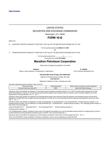 Thumbnail Marathon Petroleum 10-Q Quarterly Report FY2023 